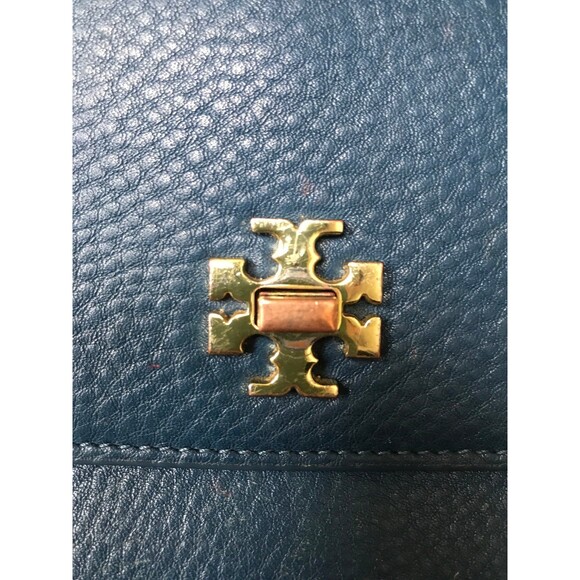 Tory Burch Blue Leather Robinson Chain Crossbody Bag wallet on chain - Picture 8 of 11